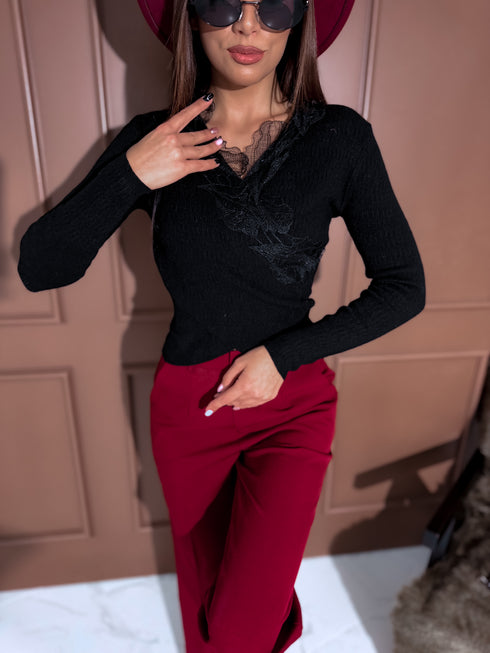 Tops ar mežģīnēm "LUX ROYAL QX586" - MELNS